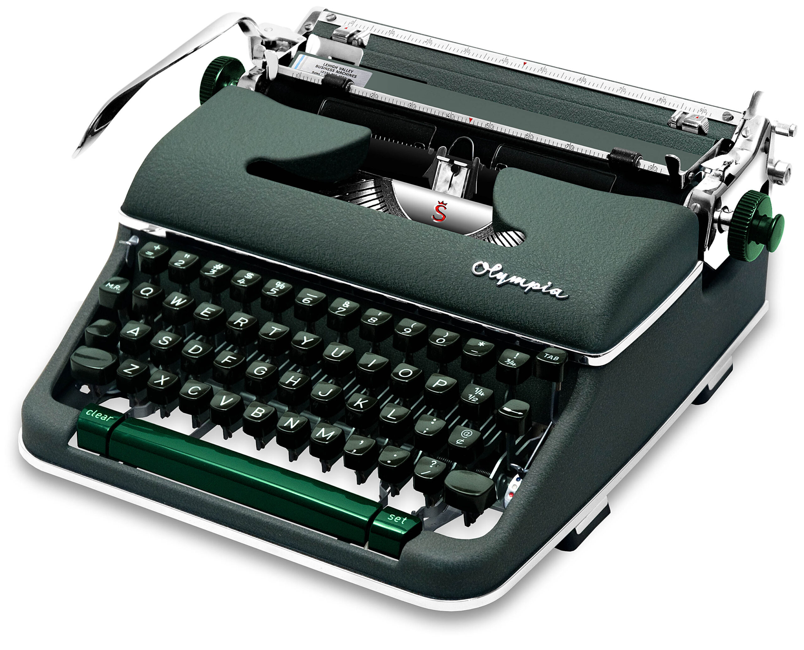Green 1960 Olympia SM4 Manual Typewriter Vintage Professionally Restored (Refurbished) - Image 3
