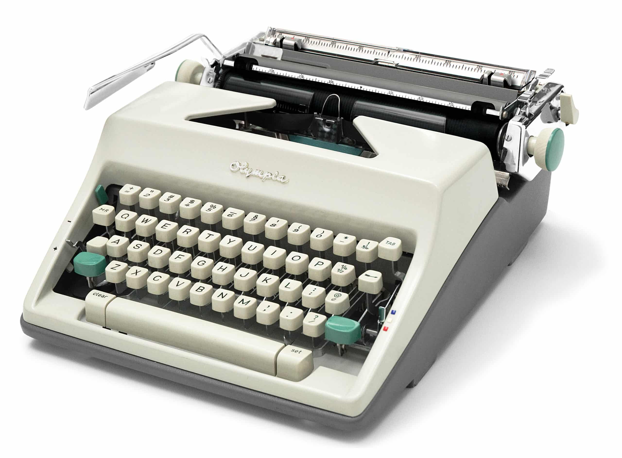 White 1966 Olympia SM9 De Luxe Manual Typewriter #1521, New Platen, Vintage SM-9 Professionally Restored (Refurbished) - Image 3