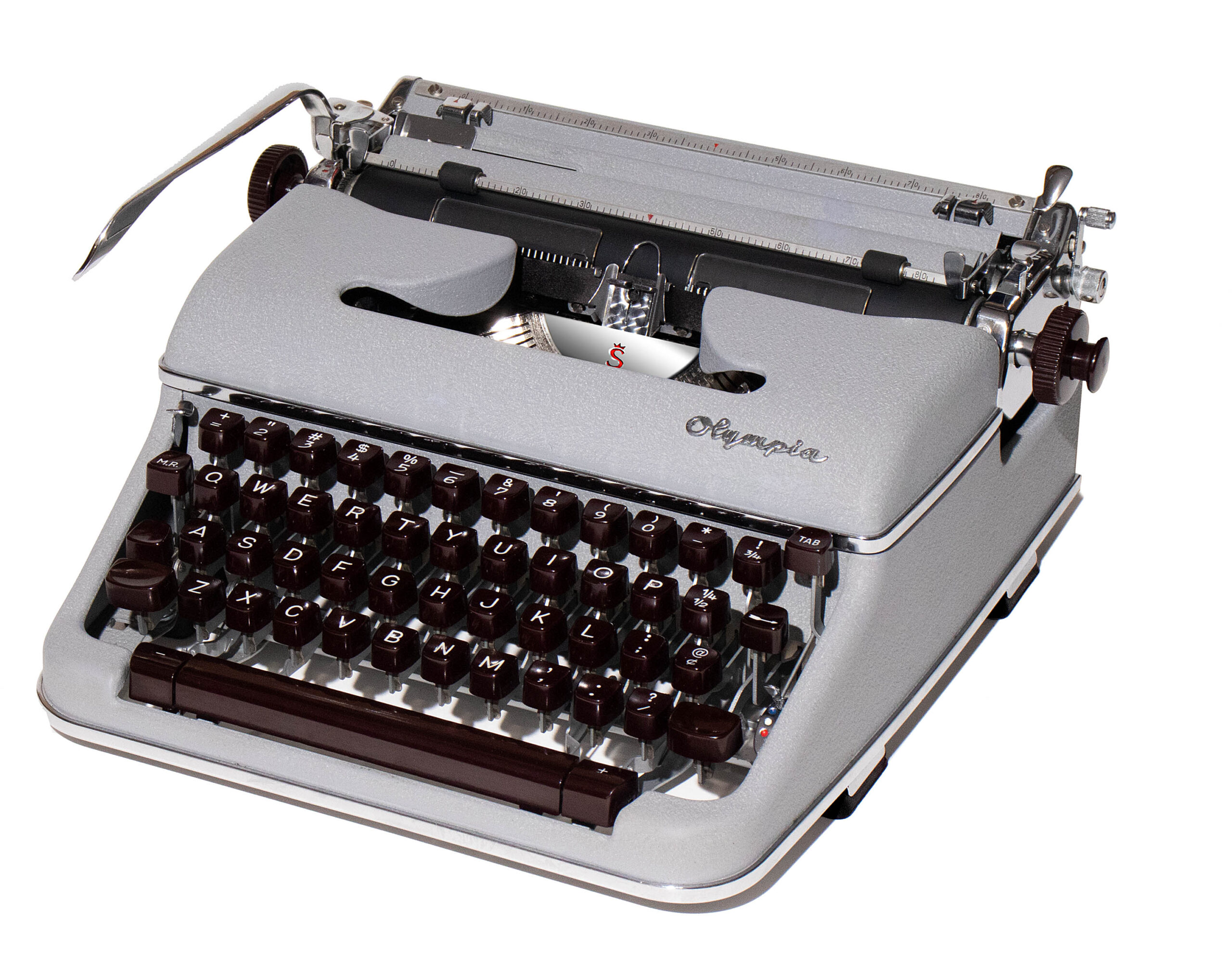 Gray 1959 Olympia SM4 Manual Typewriter #1524, New Platen, Vintage Grey SM-4 Professionally Restored (Refurbished) - Image 3