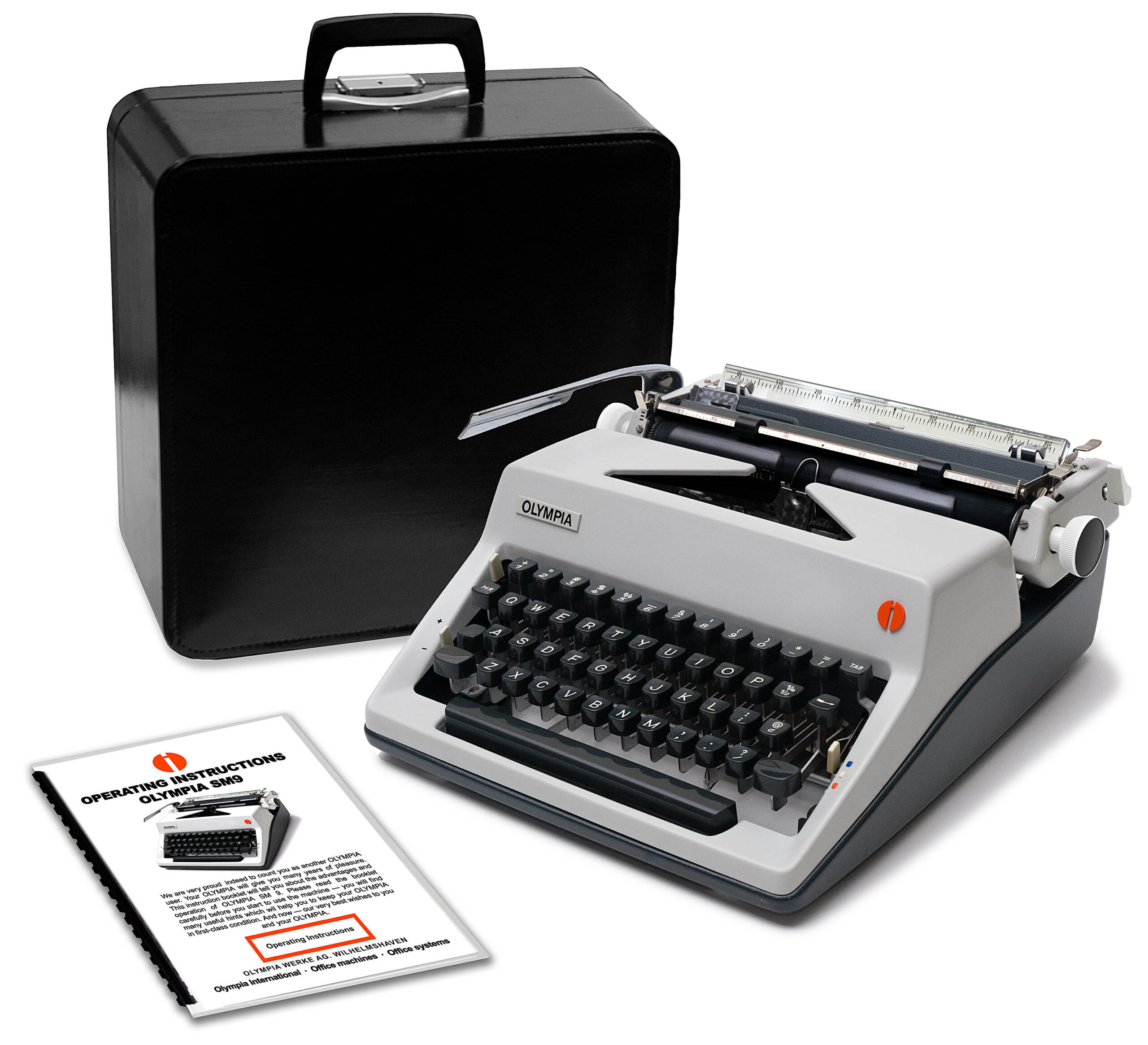 Light-Gray 1970 Olympia SM9 De Luxe Typewriter #1526, New Platen, Vintage SM-9 Professionally Restored (Refurbished)
