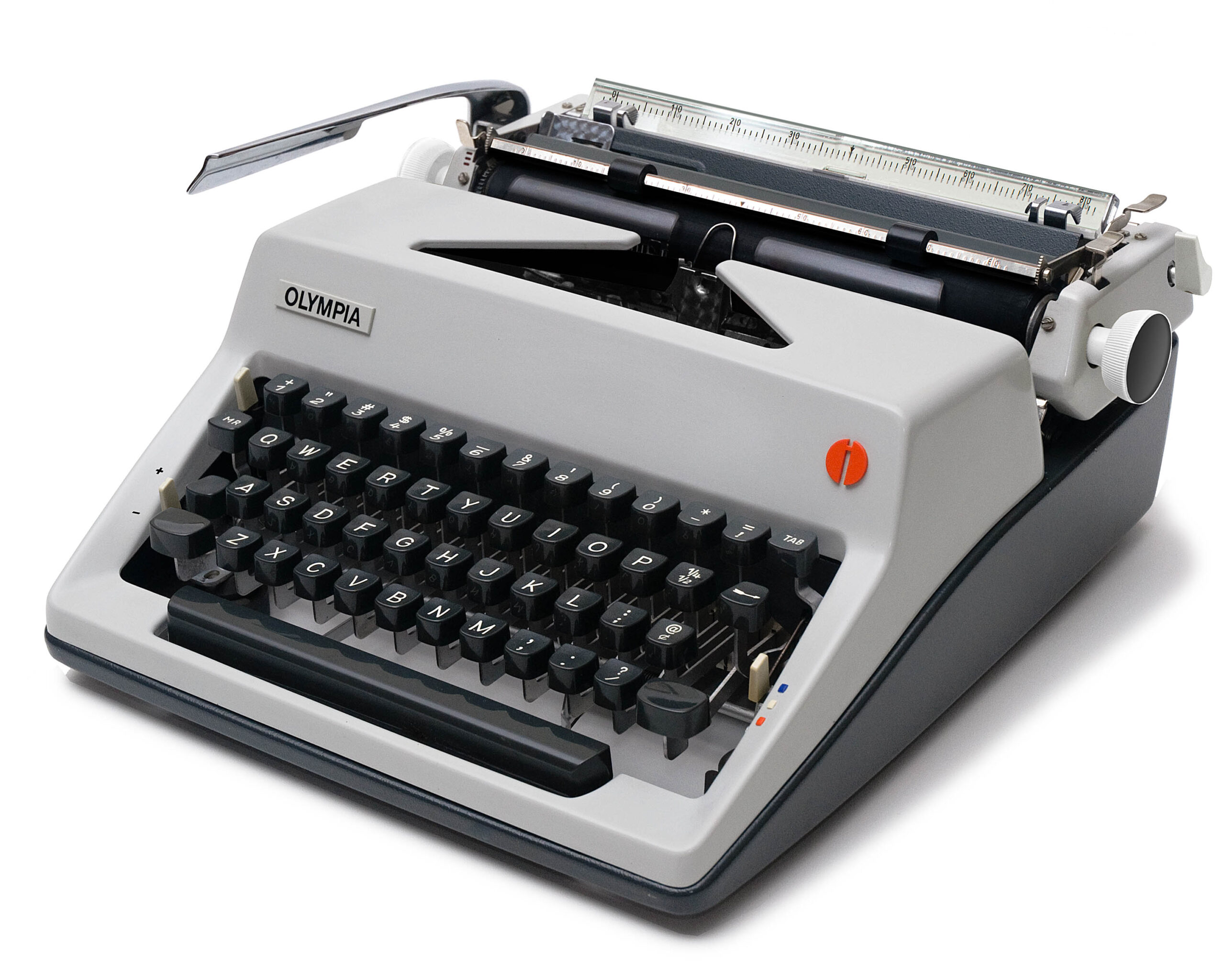 Light-Gray 1970 Olympia SM9 De Luxe Typewriter #1526, New Platen, Vintage SM-9 Professionally Restored (Refurbished) - Image 3