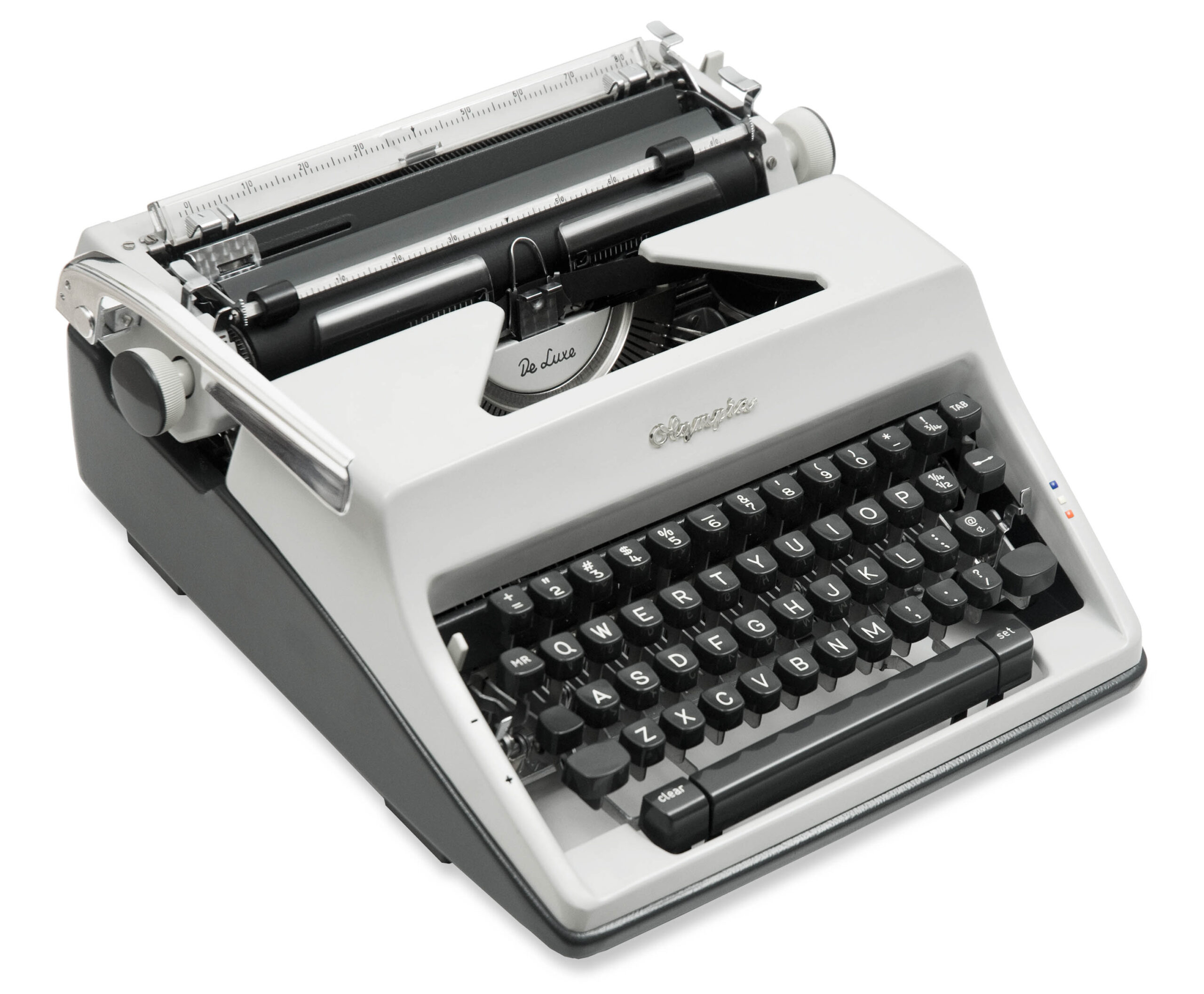 SOLD! Restored Gray 1969 Olympia SM9 De Luxe Typewriter, New Platen, Vintage #1528 Grey SM-9 - Image 2