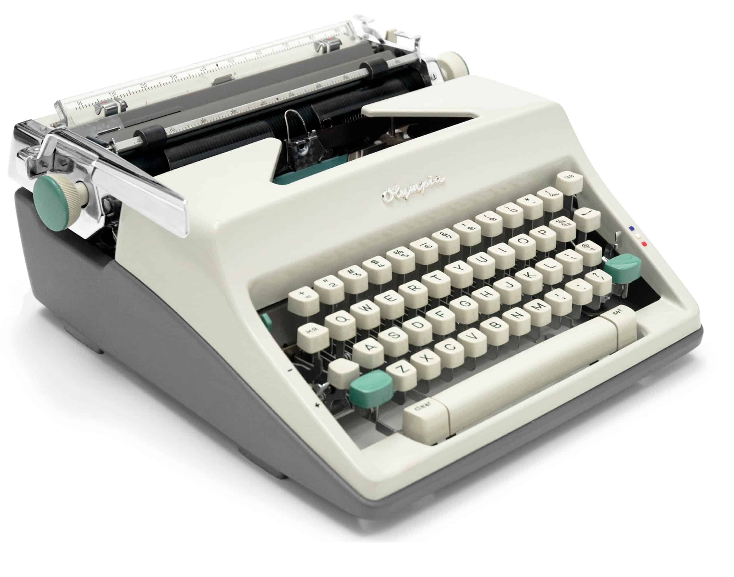 White 1965 Olympia SM9 De Luxe Typewriter for Sale, New Platen, Vintage SM-9 (Professionally Restored / Refurbished) - Image 2