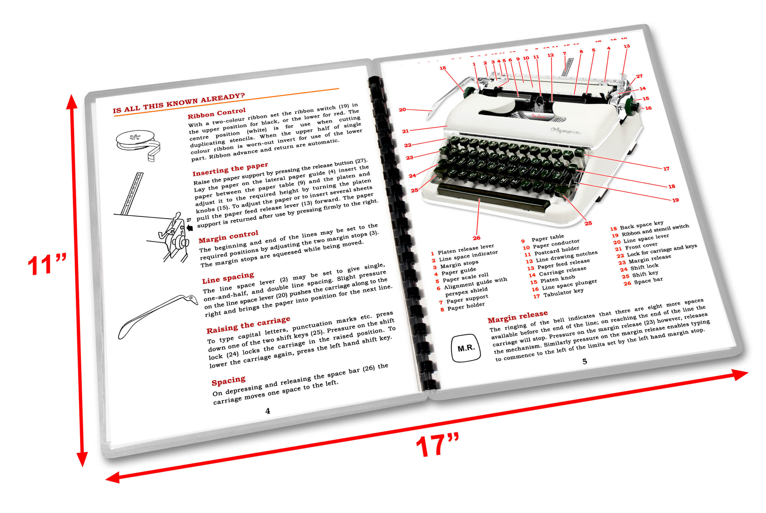 White Olympia SM3 De Luxe Typewriter (1953 - 1959) SM-3 Operating Instructions User Manual - Image 2