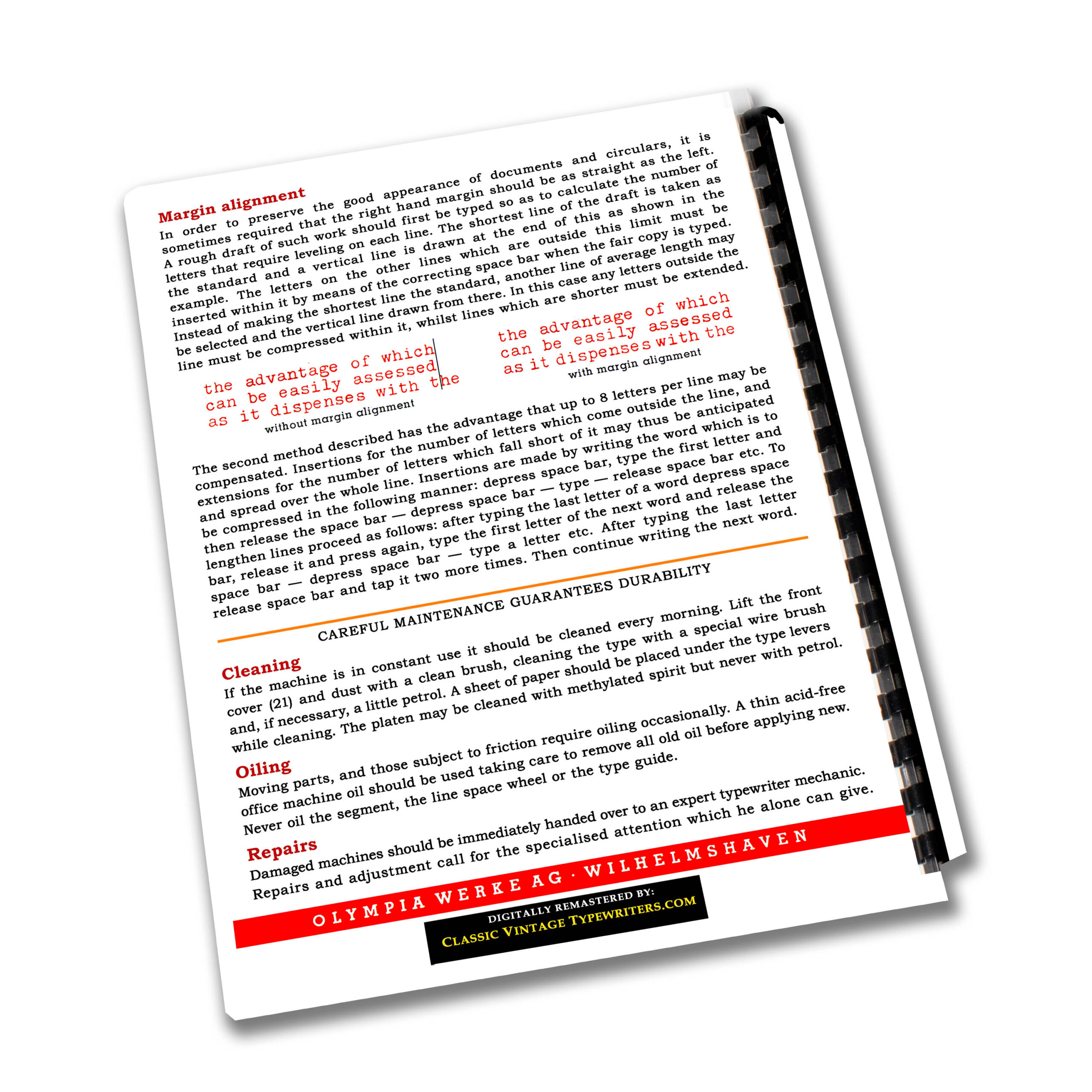 White Olympia SM3 De Luxe Typewriter (1953 - 1959) SM-3 Operating Instructions User Manual - Image 3