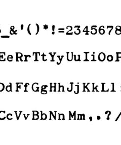 Font specimen showing bold decorative typeface with uppercase and lowercase letters, numbers, and punctuation.