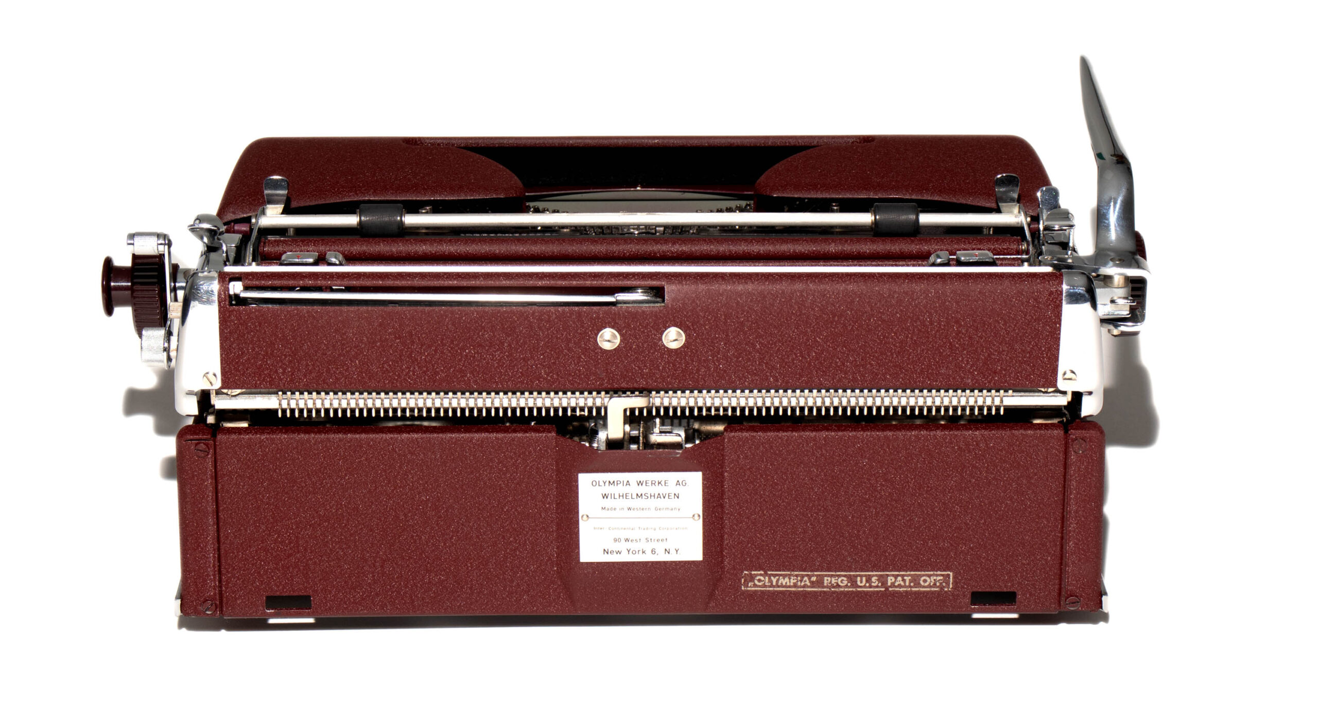 *Rare* Burgundy/Maroon 1959 Olympia SM4 Typewriter for Sale, New Platen, Vintage SM-4 (Professionally Restored / Refurbished) - Image 4