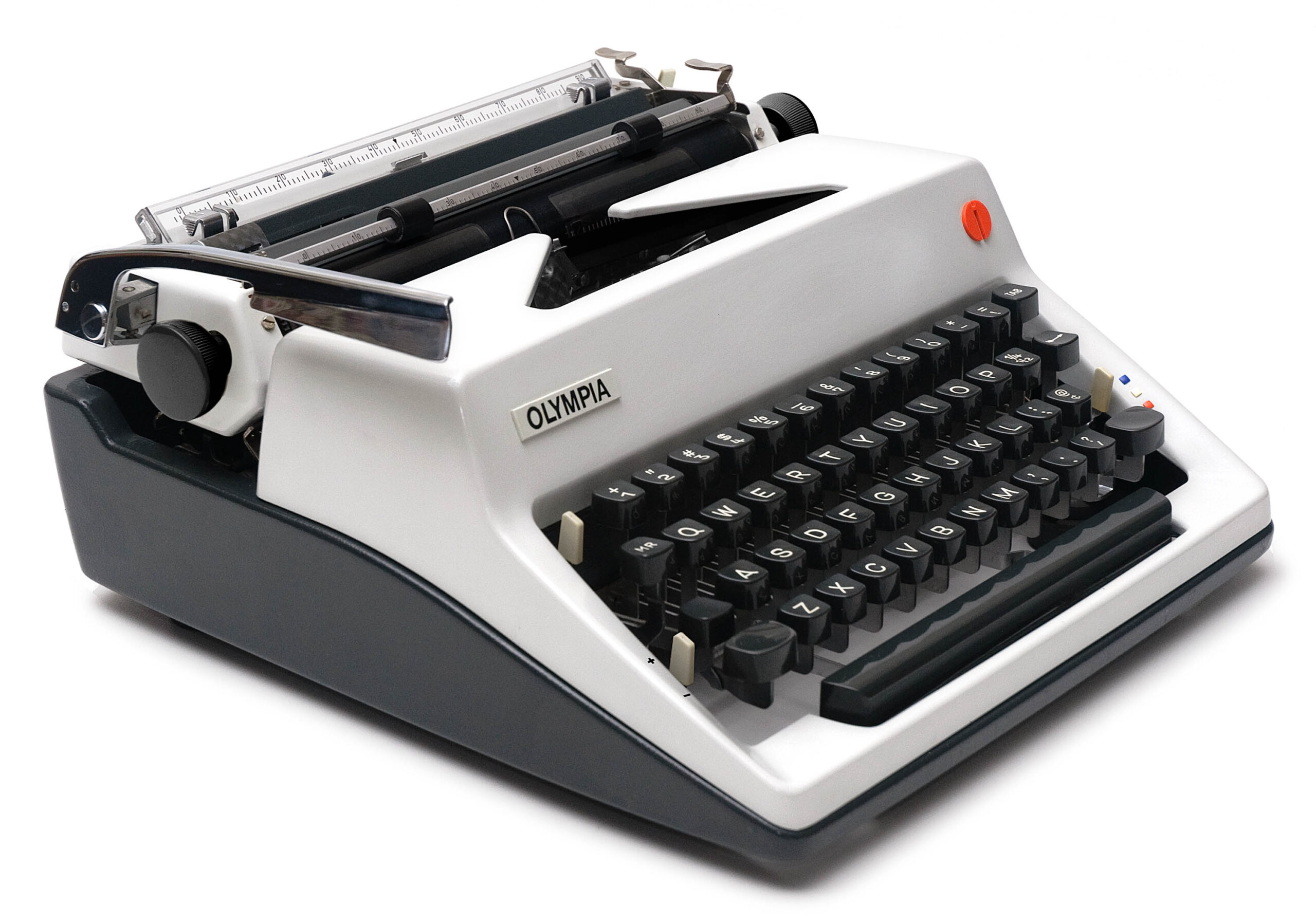 White 1976 Olympia SM9 De Luxe Typewriter, New Platen, Vintage SM-9, Professionally Restored (Refurbished) - Image 2