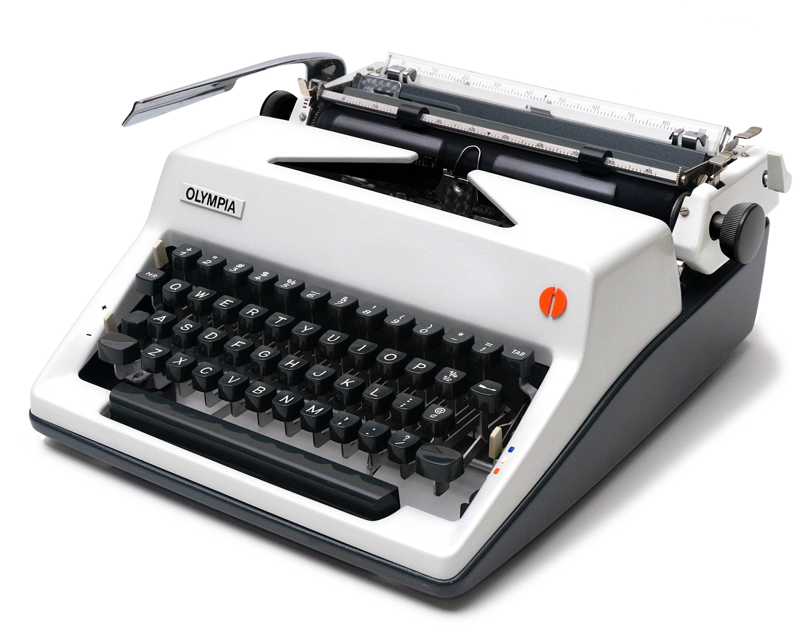 White 1976 Olympia SM9 De Luxe Typewriter, New Platen, Vintage SM-9, Professionally Restored (Refurbished) - Image 3