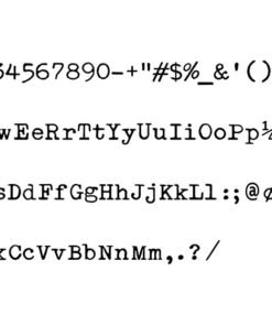 Font specimen showing three lines of mixed-case letters, numbers 0–9, and various punctuation symbols.